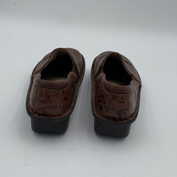 Alegria Brown Floral stamped leather Slip-On Shoes nurse teacher comfort shoe 38 - Picture 7 of 14